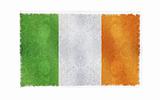 Flag of Ireland on old wall background, vector wallpaper, texture, banner, illustration