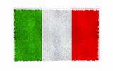 Flag of Italy on old wall background, vector wallpaper, texture, banner, illustration