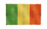 Flag of Mali on old wall background, vector wallpaper, texture, banner, illustration