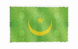 Flag of Mauritania on old wall background, vector wallpaper, texture, banner, illustration