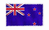 Flag of New Zealand on old wall background, vector wallpaper, texture, banner, illustration