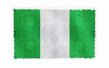 Flag of Nigeria on old wall background, vector wallpaper, texture, banner, illustration