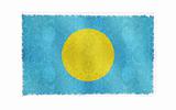 Flag of Palau Island on old wall background, vector wallpaper, texture, banner, illustration