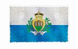 Flag of San Marino on old wall background, vector wallpaper, texture, banner, illustration