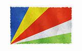 Flag of Seychelles on old wall background, vector wallpaper, texture, banner, illustration