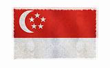 Flag of Singapore on old wall background, vector wallpaper, texture, banner, illustration