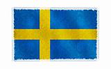 Flag of Sweden on old wall background, vector wallpaper, texture, banner, illustration