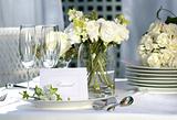 White place card on outdoor wedding table