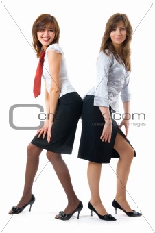 Two attractive businesswomen in team