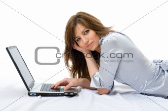Beautiful businesswoman with a laptop.  