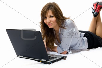 Beautiful businesswoman with a laptop.  