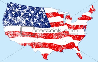 United States Map with Flag and Grunge