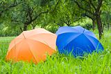 Orange and blue umbrellas
