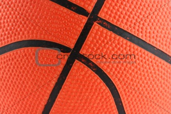 Orange rubber basketball macro background