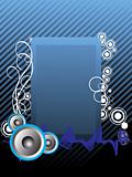 editable vector audio background and waves, blue banner