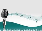 microphone and music notes, vector wallpaper