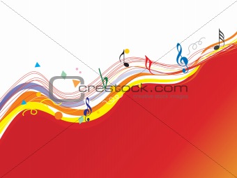 music notes and waves elements, vector wallpaper