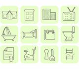 Real Estate and amenities icon set