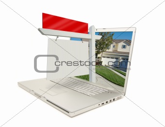 Blank Real Estate Sign & Laptop