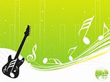 silhouette of guitar on green background, wallpaper