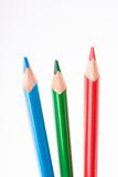 red, green and blue crayons