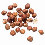 handful of hazelnuts, isolated