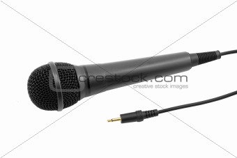 Microphone and cable isolated on white