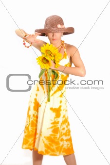 Young model holding flowers