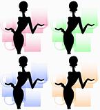 shopping girl silhouette - four colors