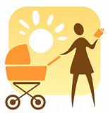 woman and baby carriage