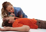 Resuscitating unconscious boy