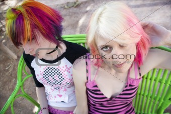 Punk Girls on a Bench