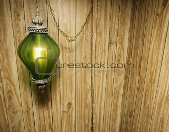Wood Paneling and Hanging Lamp