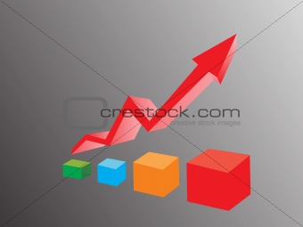 business graph and arrow isolated on black, wallpaper