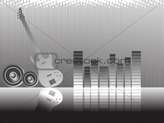 musical graph and instrument with speakers, black texture