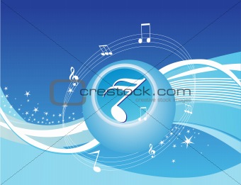 creative stars music background in blue, wallpaper 