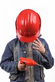 boy in a red  helmet
