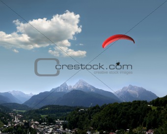 Alps: Watzmann, Berchtesgaden & Paraglider (seen in Germany)