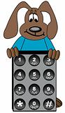 cartoon dog holding number pad