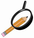 magnifying glass with pencil
