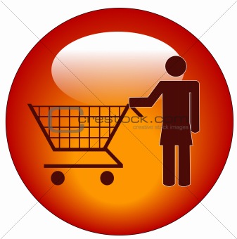 woman with shopping cart icon