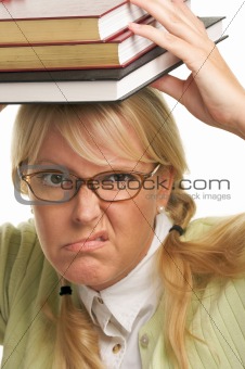 Attractive Woman with Her Books